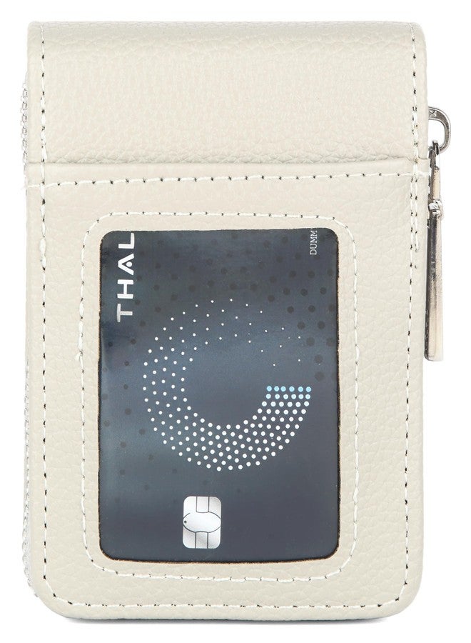 NAPA HIDE Slim Zipper Card Holder Wallet for Men & Women | RFID Blocking Accordion Credit Card Case | Compact Cash & Card Organizer with Smooth Metal Zip (L.GREY1) - Image 2